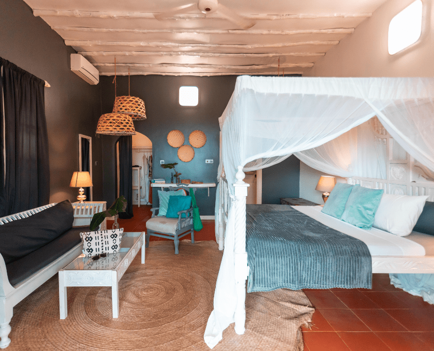 Binnenkant van kamer op Zanzibar