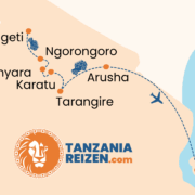 Tanzania reisroute Arusha, Tarangire, Lake Manyara, Ngorongoro, Serengeti, Zanzibar